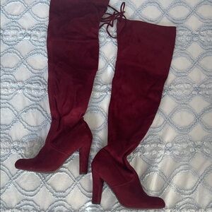 Elegant Burgundy Over-the-Knee Boots